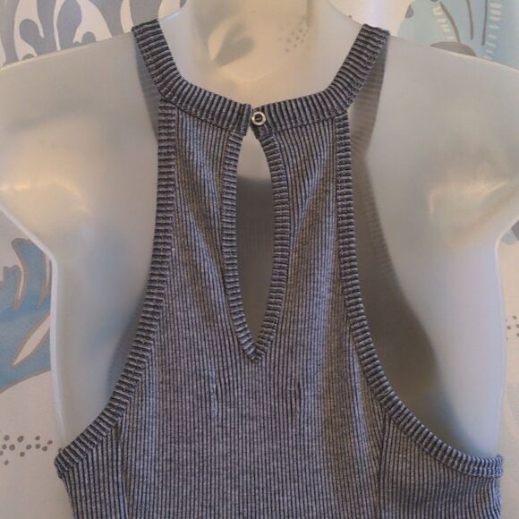 Hollister Ribbed Grey Racerback Fit and Flare Skater Tank Dress Sz M - Picture 5 of 9